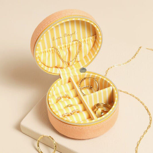 Mini Round Jewellery Case in Tangerine